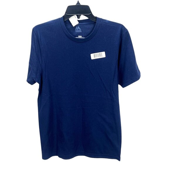 Majestic Mens Navy Blue T-Shirt Sz S Cotton Short Sleeve Crew Neck Casual Tee At - Picture 1 of 5